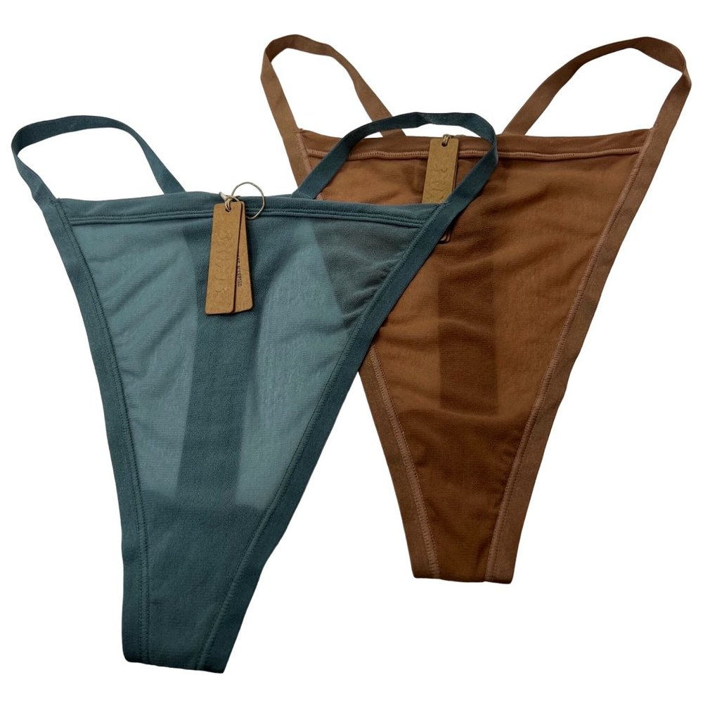 SKIMS Summer Mesh String Thong Lot‎ of 2 Arctic + Sienna Womens 3X